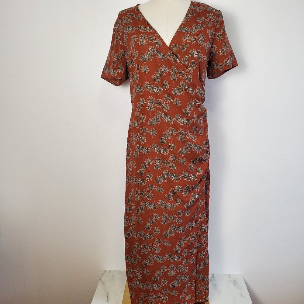 Floral Midi Dress in Brown - Picture 2 of 9